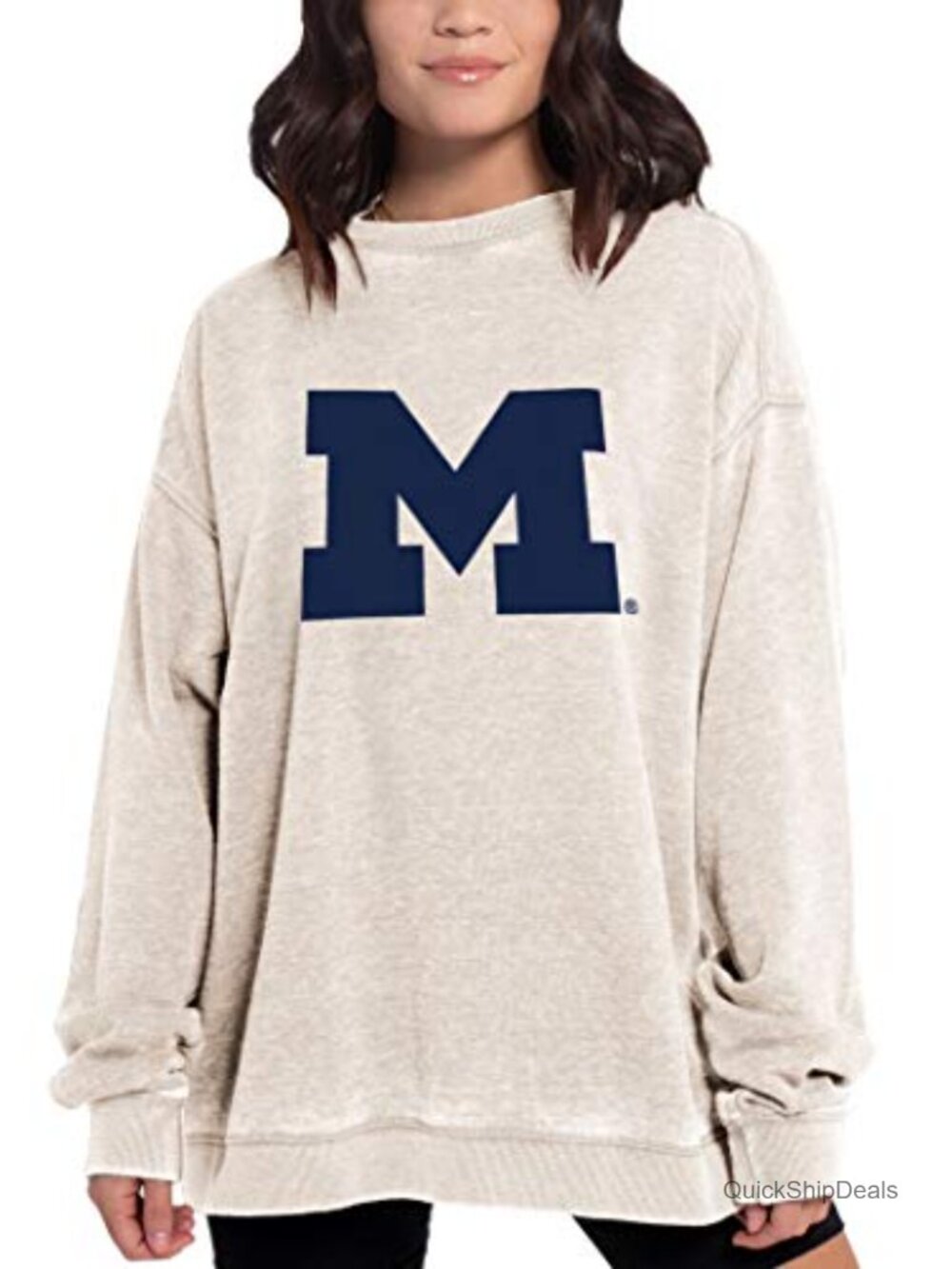 Oversized Fleece Sweatshirt Pullover NCAA Campus Dropped Shoulder
